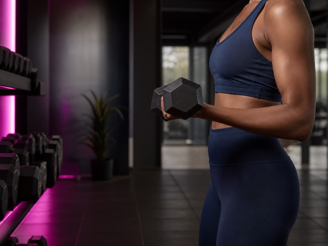 Woman building strength with a dumbbell